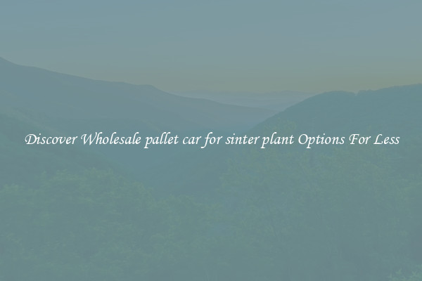 Discover Wholesale pallet car for sinter plant Options For Less