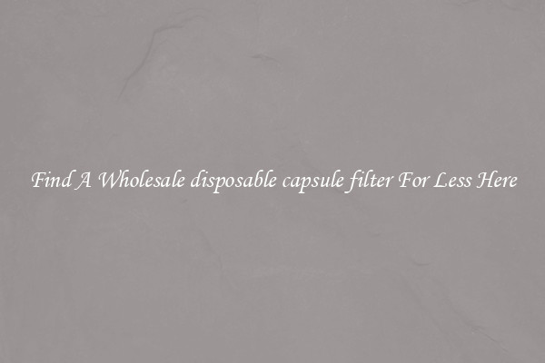 Find A Wholesale disposable capsule filter For Less Here